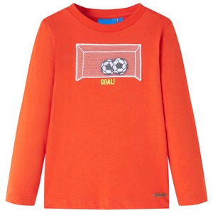 vidaXL, vidaXL Kinder-Langarmshirt mit Fußballtor Hellorange 92, vidaXL Kinder-Langarmshirt Hellorange 92