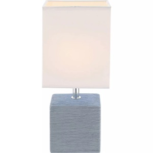 Globo, GLOBO GERI Tischleuchte Keramik grau, Textil weiß, Kabel 1,2 m, Schalter, LxBxH:130x11, Tischleuchte Geri