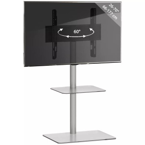 VCM, Universal TV VESA Standfuß Ständer Fernseh Rack Alu Glas Ablage Alani Fachboden Universal TV VESA Standfuß Ständer Fernseh Rack Alu Glas Ablage Alani Fachboden, VCM - TV Standfuß mit Zwischenboden | Alu Fernseh Ständer ESG-Sicherheitsglas Maße ca. H. 100 x B. 60 T. 45 cm Alani, cm, Transparent