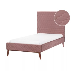 Beliani, Bett mit Lattenrost aus Samtstoff Retro BAYONNE Bett mit Lattenrost aus Samtstoff Retro BAYONNE