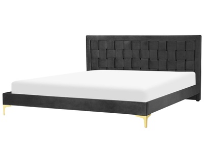 Beliani, Bett mit Lattenrost aus Samtstoff Modern LIMOUX Bett mit Lattenrost aus Samtstoff Modern LIMOUX