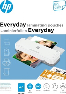 Hp, HP Laminierfolie DIN A4 80 micron glänzend 100 St., HP Everyday A4, 80 Mic. Big Pack (100 Stk.) - Laminierfolien