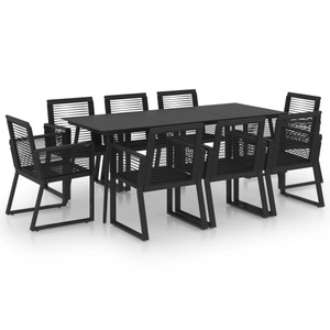 vidaXL, vidaXL 9-tlg. Garten-Essgruppe PVC Rattan Schwarz, vidaXL 9-tlg. Garten-Essgruppe PVC Rattan Schwarz