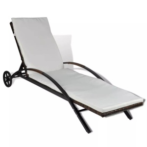 Diverse Hardware, Sonnenliege mit Polster & Rollen Poly Rattan Braun, vidaXL Sonnenliege mit Polster & Rollen Poly Rattan Braun