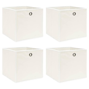 vidaXL, vidaXL Aufbewahrungsboxen 4 Stk. Weiß 32×32×32 cm Stoff, vidaXL Aufbewahrungsboxen 4 Stk. Weiß 32x32x32 cm Stoff