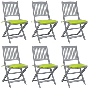 vidaXL, vidaXL Klappbare Gartenstühle 6 Stk. mit Sitzkissen Massivholz Akazie
