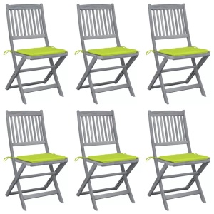 vidaXL, vidaXL Klappbare Gartenstühle 6 Stk. mit Sitzkissen Massivholz Akazie