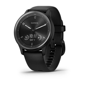Garmin, GARMIN vívomove Sport - Hybrid-Smartwatch (125 - 190 mm, Silikon, Schwarz/Schiefergrau), GARMIN Sportuhr Vivomove Sport Schwarz/Grau