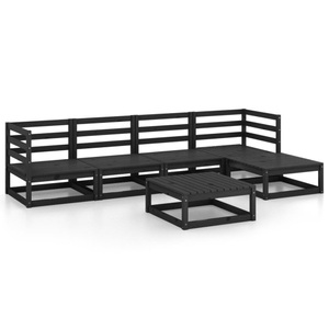 vidaXL, vidaXL 6-tlg. Garten-Lounge-Set Schwarz Massivholz Kiefer