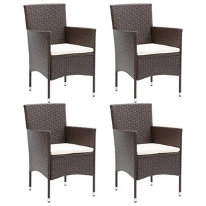 vidaXL, vidaXL Garten-Essstühle 4 Stk. Poly-Rattan Braun