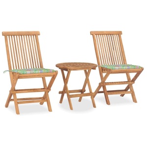 vidaXL, vidaXL 3-tlg. Garten-Essgruppe mit Kissen Klappbar Massivholz Teak, 
