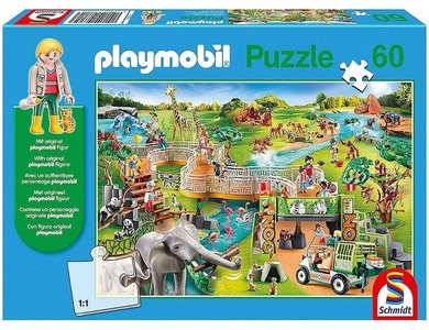Schmidt Spiele, Schmidt 56381 - Playmobil, Zoo, Puzzle mit Original Figur,, Zoo (Kinderpuzzle)
