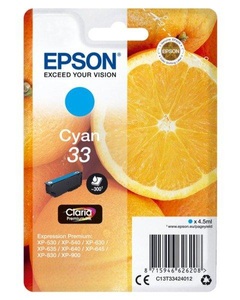 Epson, Epson 33 Claria Premium cyan Tintenpatrone, Epson Tintenpatrone, blau, T334240, (300 Seiten)