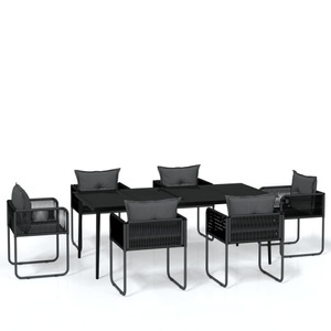 vidaXL, vidaXL 7-tlg. Garten-Essgruppe Schwarz, 