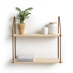 LA REDOUTE INTERIEURS, Wandregal VINTO mit 2 Böden aus Holz und Metall, La Redoute Intérieurs - Wandregal Vinto mit 2 Böden, One Size, Gelb