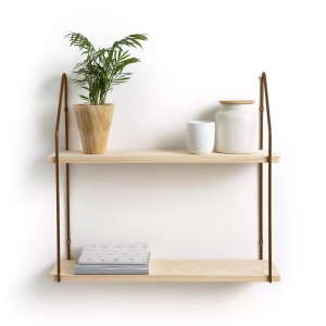 LA REDOUTE INTERIEURS, Wandregal VINTO mit 2 Böden aus Holz und Metall, La Redoute Intérieurs - Wandregal Vinto mit 2 Böden, One Size, Gelb