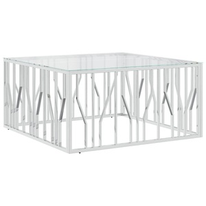 vidaXL, vidaXL Couchtisch 100x100x50 cm Edelstahl und Glas