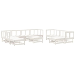 vidaXL, vidaXL 11-tlg. Garten-Lounge-Set Weiß Massivholz Kiefer, VidaXL - Garten lounge set kiefernholz, One Size, Weiss