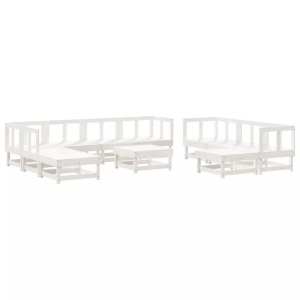 vidaXL, vidaXL 11-tlg. Garten-Lounge-Set Weiß Massivholz Kiefer, VidaXL - Garten lounge set kiefernholz, One Size, Weiss