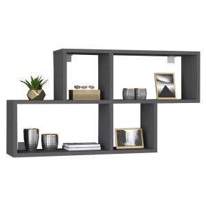 VCM, Holz Wandregal Hängeregal Regal Bücherregal Wandboard Deko Board Lusas Holz Wandregal Hängeregal Regal Bücherregal Wandboard Deko Board Lusas, VCM - Holzregal hängend | platzsparendes Regal Maße: H. 53 x B. 100 T. 20 cm| Elegantes Aufbewahrungsregal Bücherregal Wandboard -, 100cm, Anthrazit