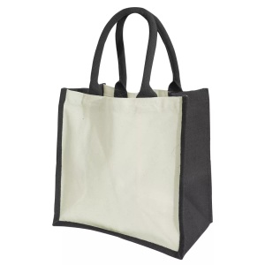 Westford Mill, Midi Jutetasche Shopper Einkaufstasche, 14 Liter (2 Stückpackung) Damen Schwarz ONE SIZE, Westford Mill - Midi JuteTasche Shopper Einkaufstasche, 14 Liter (2 StückPackung), für Damen, Schwarz, One Size