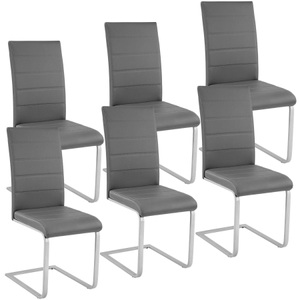 TecTake, 6 Esszimmerstühle Schwingstühle - grau, 