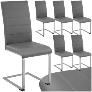 TecTake, 6 Esszimmerstühle Schwingstühle - grau, 