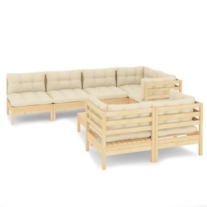 vidaXL, vidaXL 8-tlg. Garten-Lounge-Set mit Creme Kissen Massivholz Kiefer, 