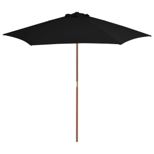 vidaXL, vidaXL Sonnenschirm mit Holzmast Schwarz 270 cm, vidaXL Sonnenschirm mit Holz-Mast 270 cm Schwarz