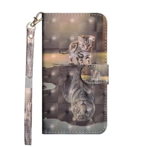 Cover-Discount, Nokia 2.2 - Etui Ledertasche Glitzer Effekt Katze, 