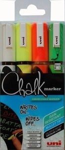 uni-ball, UNI-BALL Chalk Marker 1,8-2,5mm PWE5M.4C.1 4 Farben, Etui