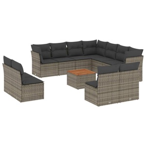 vidaXL, vidaXL 12-tlg. Garten-Sofagarnitur mit Kissen Grau Poly Rattan, vidaXL 12-tlg. Garten-Sofagarnitur mit Kissen Grau Poly Rattan