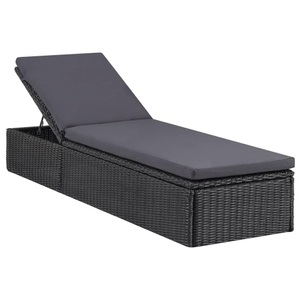 vidaXL, vidaXL Sonnenliege Poly Rattan Schwarz und Dunkelgrau