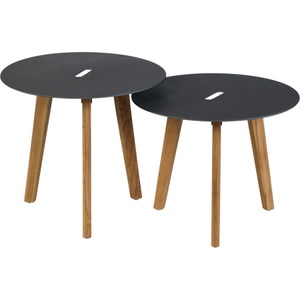 mutoni living, Garten Beistelltisch Laura Teak anthrazit (2er-Set), Garten Beistelltisch Laura Teak anthrazit (2er-Set)
