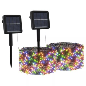 vidaXL, vidaXL Solar-Lichterketten 2 Stk. 2x200 LEDs Mehrfarbig Indoor Outdoor, vidaXL Solar-Lichterkette 2 Stk. 2x200 LED Mehrfarbig Innen Außen