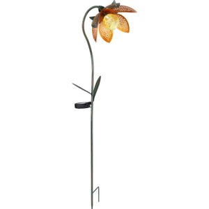 mutoni light, Solarleuchte Metall grün 1xLED, Globo Solarleuchte , 33653 , Orange , Glas , 15x90 cm , mit Schalter , 004558674301