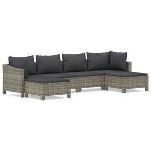 vidaXL, vidaXL 6-tlg. Garten-Lounge-Set mit Kissen Grau Poly Rattan