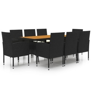 vidaXL, vidaXL 9-tlg. Garten-Essgruppe Poly Rattan Schwarz, 