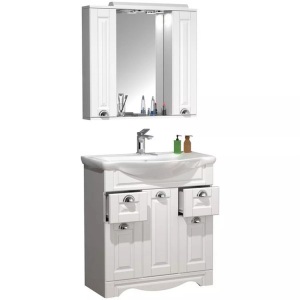 VCM, 3-tlg. Waschplatz Waschtisch Breite 75 cm Badmöbel Set Waschbecken Spiegelschrank Schubladen Landhaus Casalo XL 3-tlg. Waschplatz Waschtisch Breite 75 cm Badmöbel Set Waschbecken Spiegelschrank Schubladen Landhaus Casalo XL, 