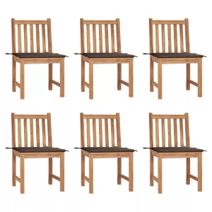 vidaXL, vidaXL Gartenstühle 6 Stk. mit Kissen Massivholz Teak, vidaXL Gartenstühle 6 Stk. mit Kissen Massivholz Teak