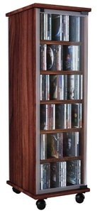 MID.YOU, MID.YOU Cd-regal in nussbaumfarbe , 'Valenza' _ Nussbaumfarben , Holzwerkstoff , 10 Fächer , 31x97.5x35 cm , Dekorfolie,klar,Nachbildung , 000657004604, VCM - CD Regal Holz | Schrank mit Glastüren für 204 CDs oder 72 DVDs Maße: H. 98 x B. 31 T. 35 cm Elegantes DVD Rollen Blu ray |, One Size, Kern-Nussbaum