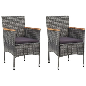 vidaXL, vidaXL Garten-Essstühle 2 Stk. Poly Rattan Grau