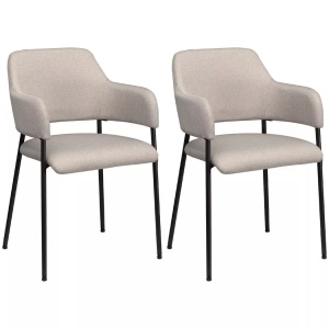 Northio, Northio - 2er Set Esszimmerstühle, Küchenstuhl mit Rückenlehne, Polsterstuhl Stahlbeine für Wohnzimmer, Küche, Beige, 54 x 84 cm, Northio - 2er Set Esszimmerstühle, Küchenstuhl mit Rückenlehne, Polsterstuhl Stahlbeine für Wohnzimmer, Küche, Beige, 54 x 84 cm