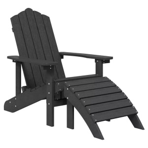 vidaXL, vidaXL Adirondack-Gartenstuhl mit Fußstütze HDPE Anthrazit, vidaXL Adirondack-Gartenstuhl mit Fußteil HDPE Anthrazit