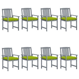 vidaXL, vidaXL Gartenstühle mit Kissen 8 Stk. Massivholz Akazie Grau, vidaXL Gartenstühle mit Kissen 8 Stk. Massivholz Akazie Grau