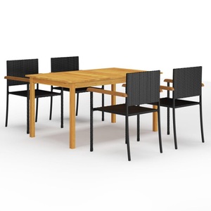 vidaXL, vidaXL 5-tlg. Garten-Essgruppe Schwarz, vidaXL 5-tlg. Garten-Essgruppe Schwarz