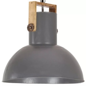 vidaXL, vidaXL Hängelampe Industriestil 25 W Grau Rund Mangoholz 52 cm E27, vidaXL Hängelampe Industriestil 25 W Grau Rund Mangoholz 52 cm E27