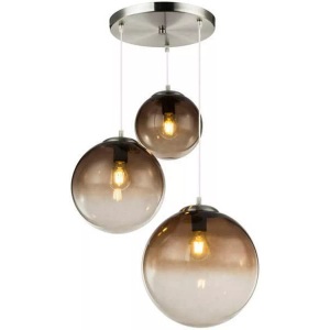 Globo, GLOBO VARUS Hängeleuchte nickel matt, Glas rauch, 3 Kugeln mit DM: 20 - 25 - 30 cm, D:, Globo HÄNGELEUCHTE , 15861-3 Varus , Grau, Chromfarben , Metall, Glas , verchromt , 004558224403