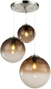 Globo, GLOBO VARUS Hängeleuchte nickel matt, Glas rauch, 3 Kugeln mit DM: 20 - 25 - 30 cm, D:, Globo HÄNGELEUCHTE , 15861-3 Varus , Grau, Chromfarben , Metall, Glas , verchromt , 004558224403