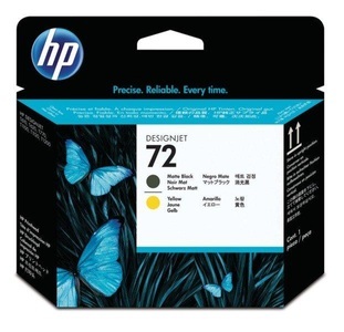 Hp, Original Druckkopf schwarz matt/gelb HP No. 72, C9384A, Hewlett Packard Druckkopf, gelb/matt-schwarz, No.72, C9384A